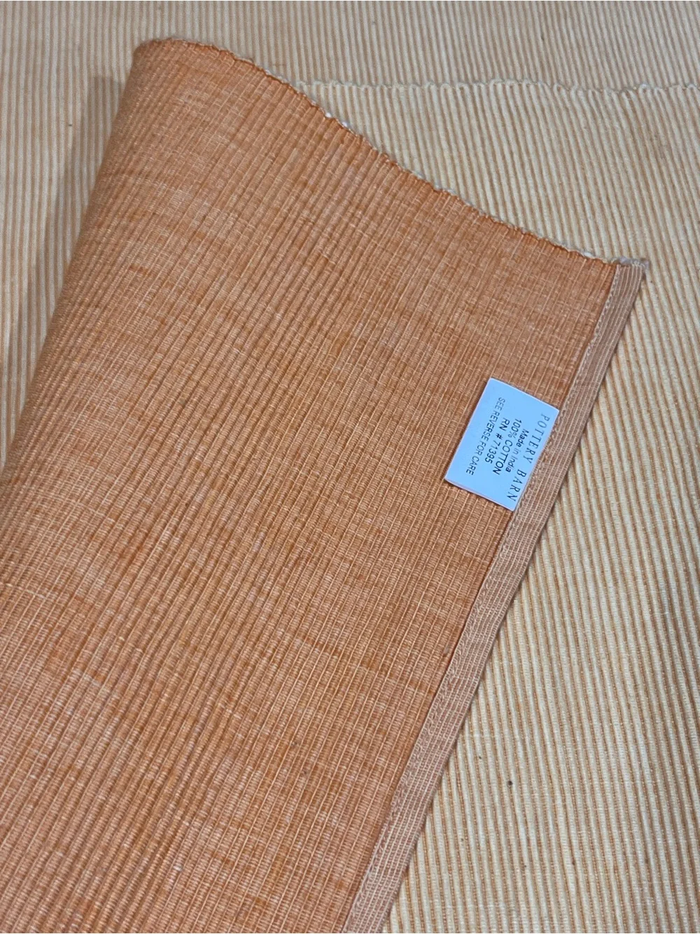 Pottery Barn 100% Cotton Ribbed Reversible Rectangular Placemats 8 orange